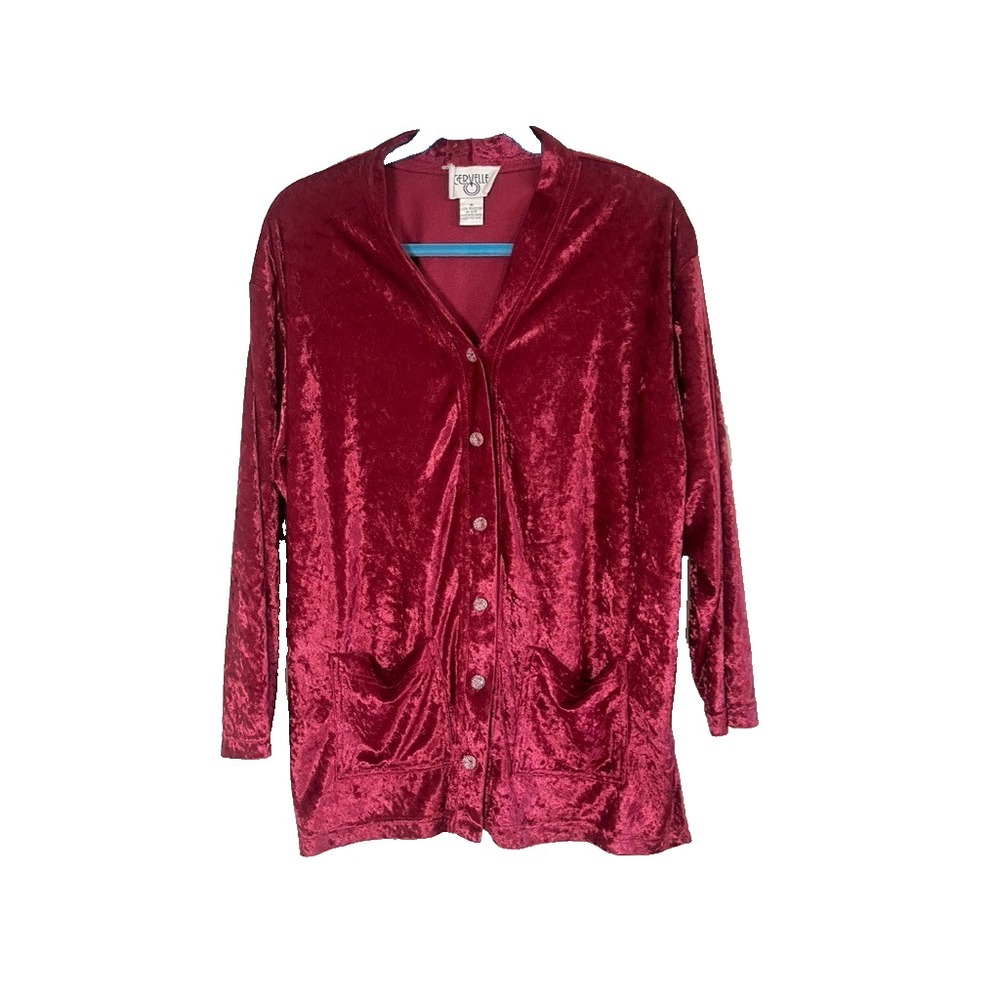 Colorful Crush Velvet Tunic Top M Festive Holiday Classic Retro Mod Preppy Chic